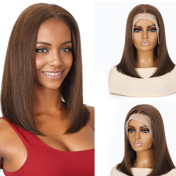 Natural Brown Straight Lace Front Wig - Picture 1 of 16